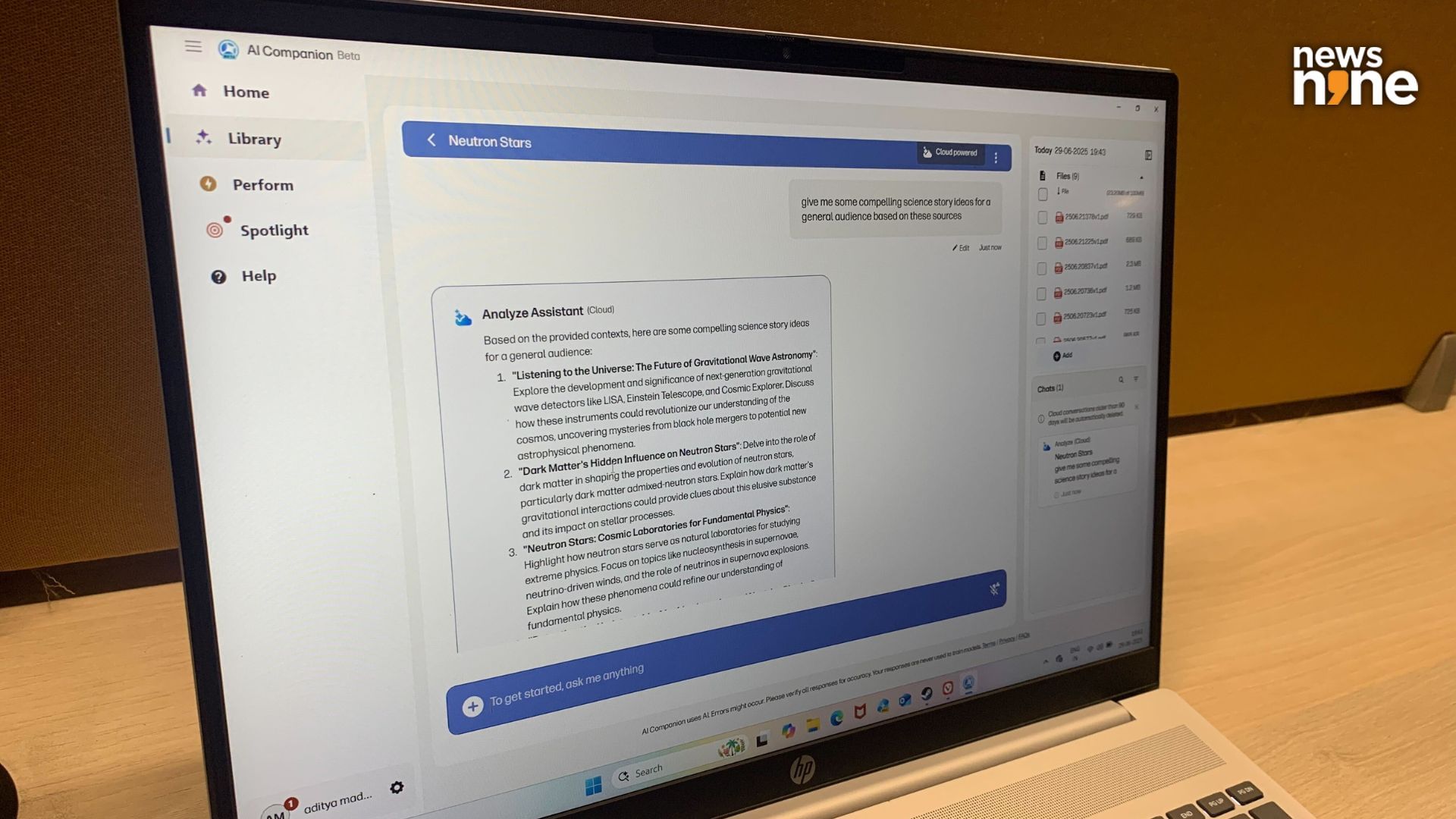 The HP AI Companion is ChatGPT and NotebookLM rolled into one, and we really liked it. (Image Credit: Aditya Madanapalle/News9).