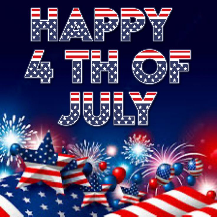 This may contain: the fourth of july with fireworks and american flag colors on it's blue background