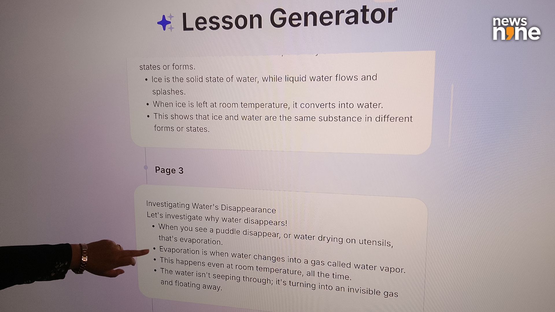 The AI lesson planner quickly generates lessons. (Image Credit:  Aditya Madanapalle/News9). 