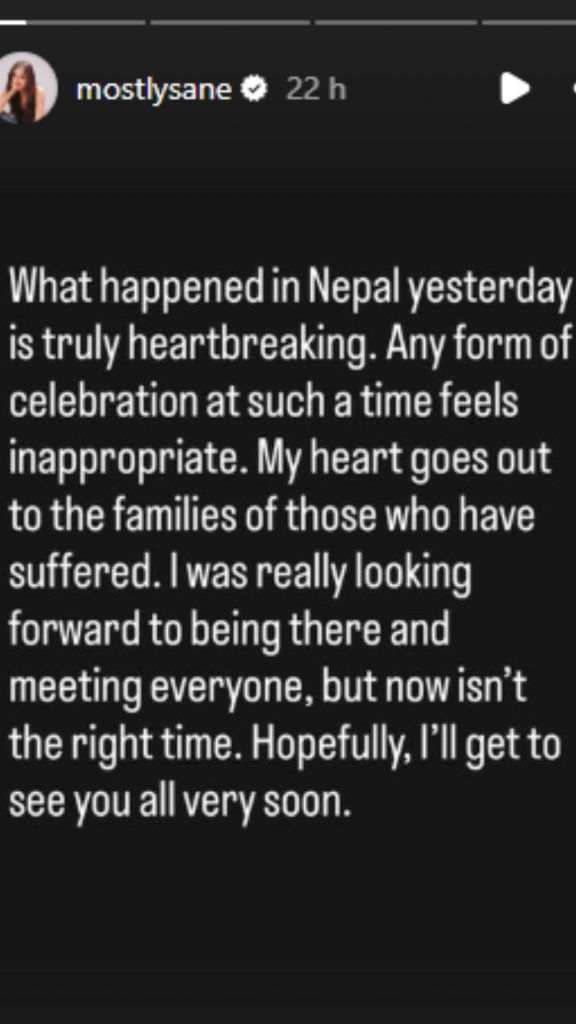 Prajakta Koli's Instagram story