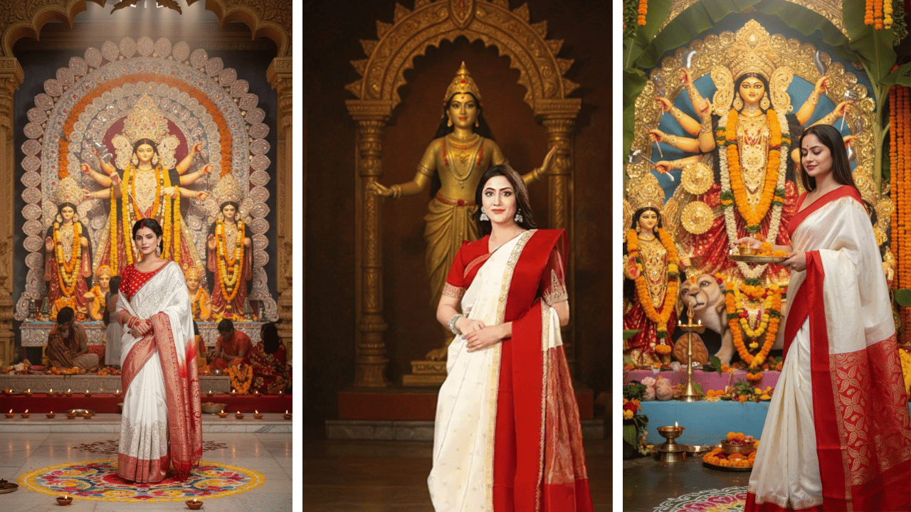Styling tips for a white saree on Mahalaya 2025