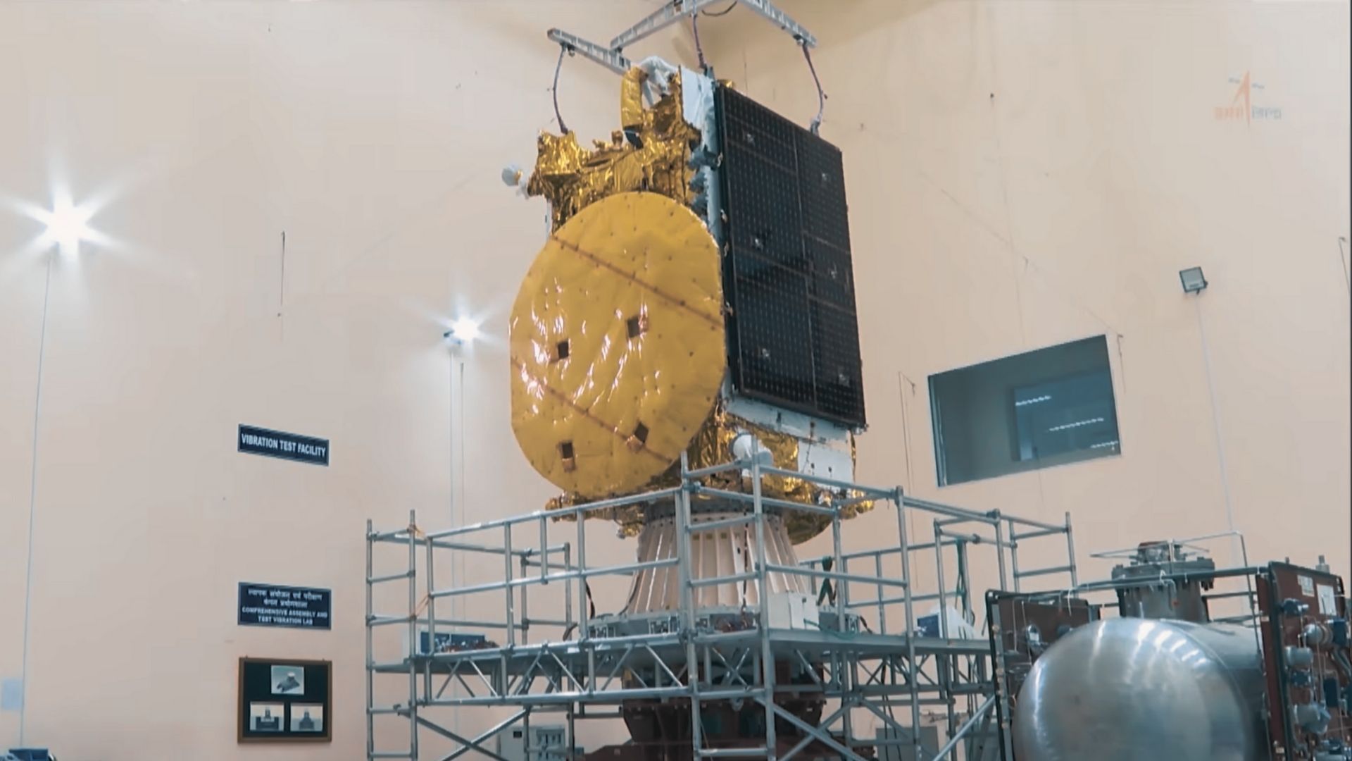 The CMS-03 satellite being prepped for launch. (Image Credit: ISRO). 