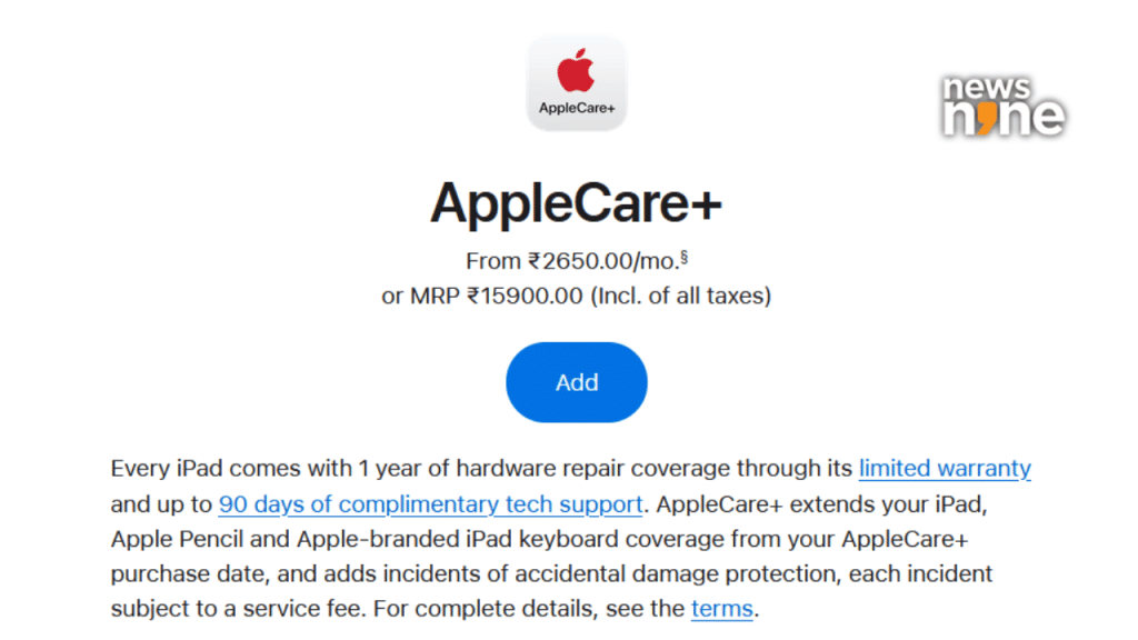 AppleCare+ price for iPad  Pro Max