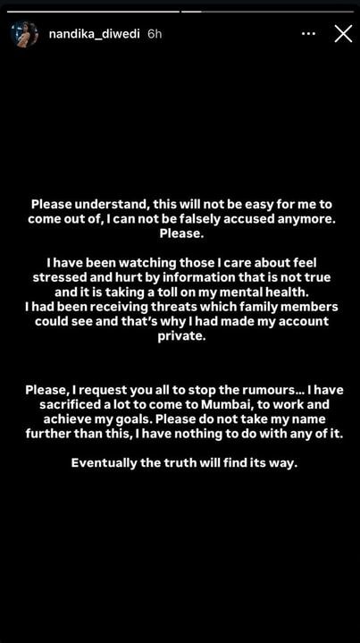 Nandika Dwivedi reveals getting threats.