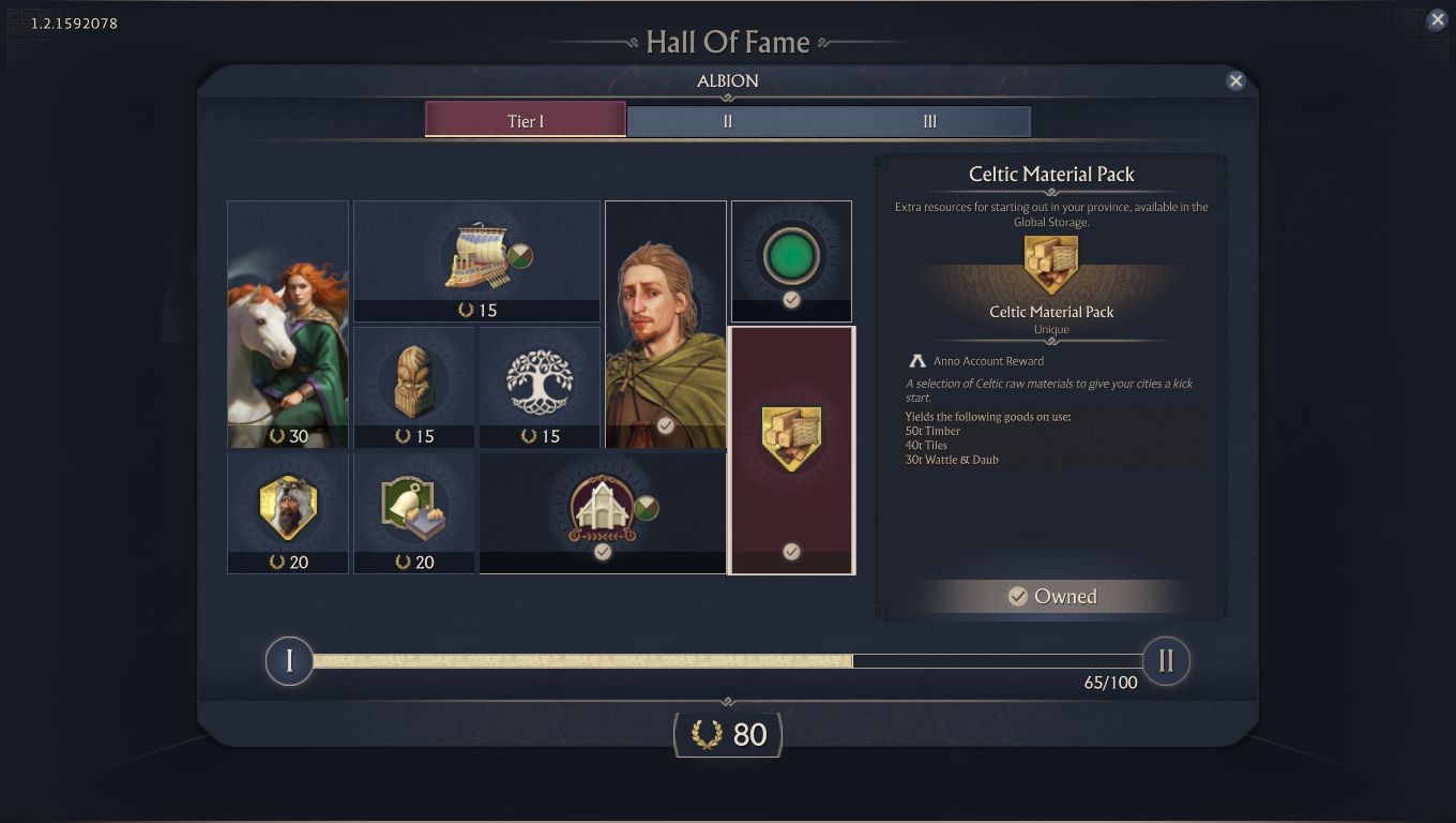 The Hall of Fame unlocks items that can be purchased with Fame, won through achievements. These unlocks can give you a boost early in the game. (Image Credit: In-game screenshot on PC). 