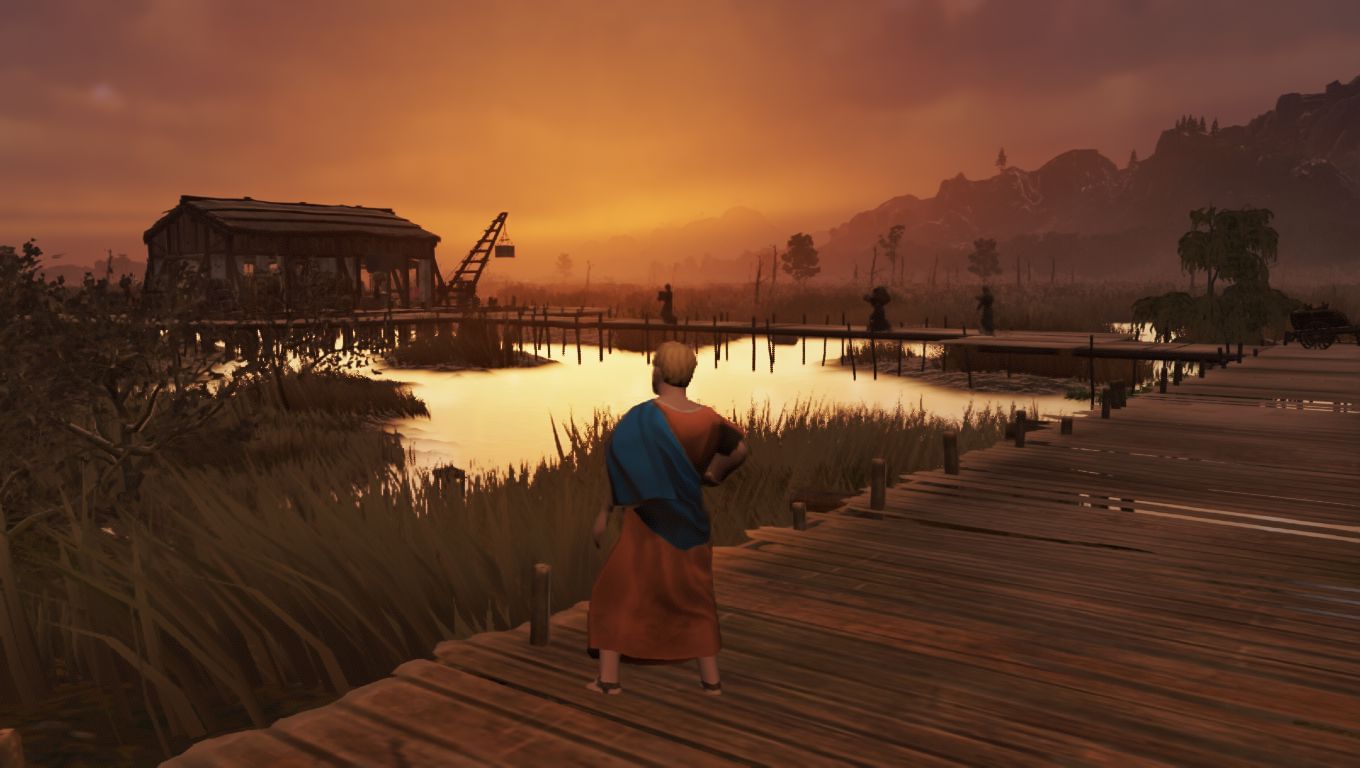 Exploring the settlements from the ground is a lot of fun. (Image Credit: In-game screenshot on PC). 