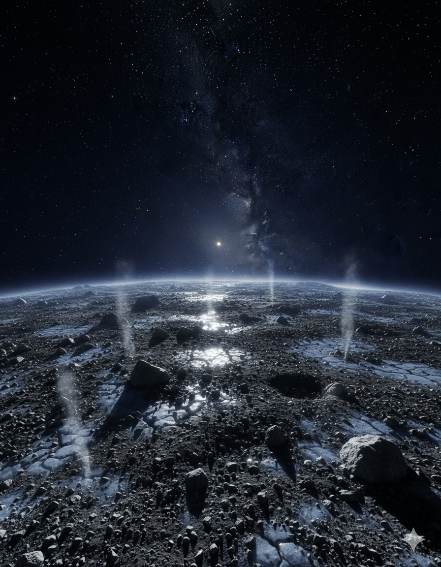 Bennu's parent body would have had a rocky, icy crust with a warm interior, with outgassing from volatiles. (Image Credit: Gemini/News9). 