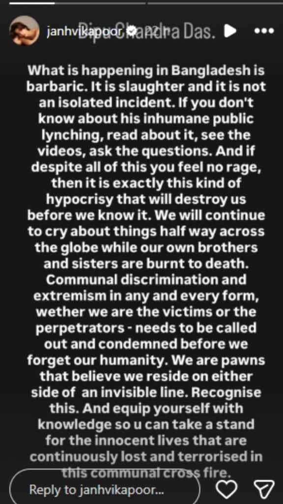 Janhvi Kapoor's Instagram Story