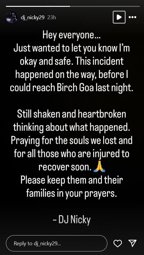 DJ Nicky's Instagram story