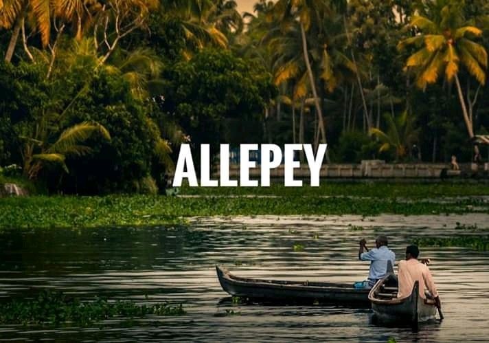 This may contain: two people in a small boat on a river with palm trees and the words, allepy