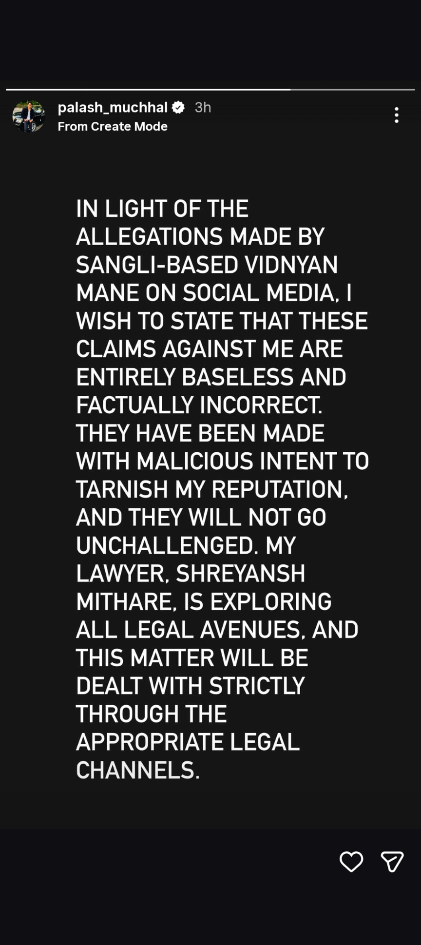 Palaash Muchhal hits back at cheating claims