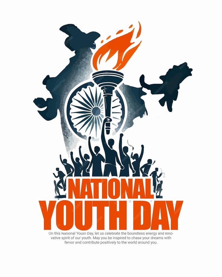 This may contain: the national youth day poster is shown