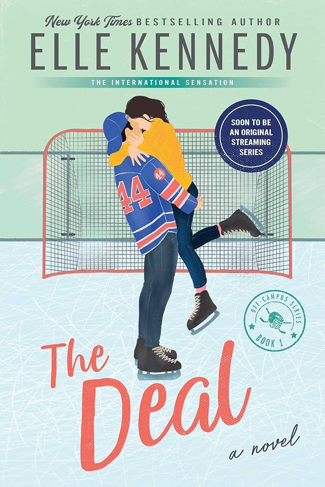 This may contain: the cover of the book, the deal by eli keneby and an illustration of a hockey goal net