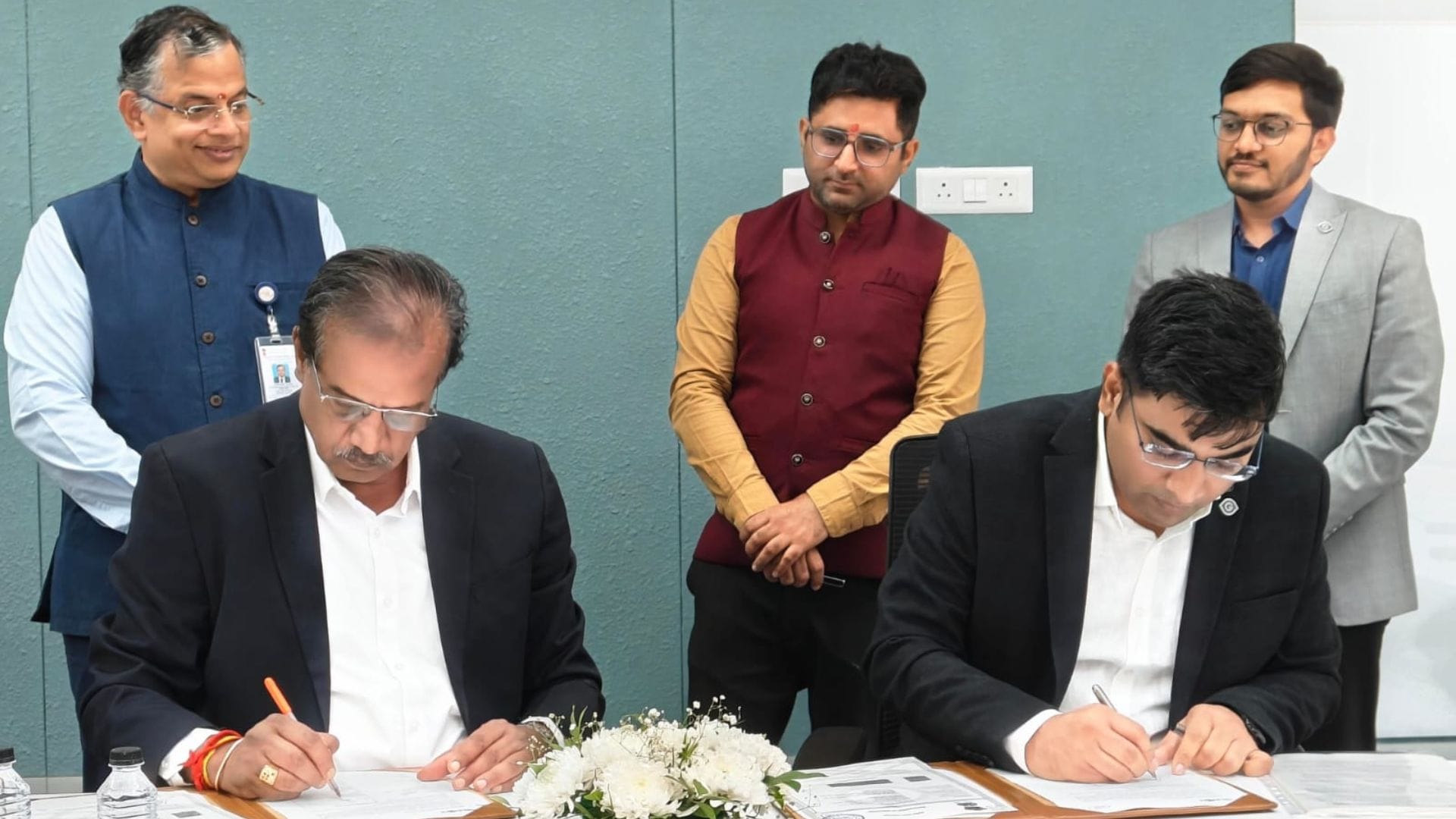 The agreement being signed. (Image Credit: GalaxEye). 