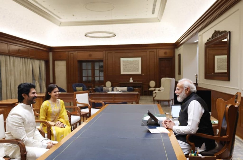 Vijay Deverakonda and Rashmika Mandanna invite PM Modi to Hyderabad reception