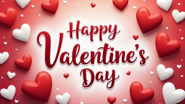 This may contain: happy valentine's day with lots of hearts