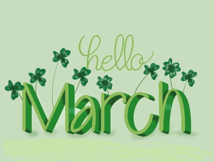 This may contain: the word march written in green paper with shamrocks