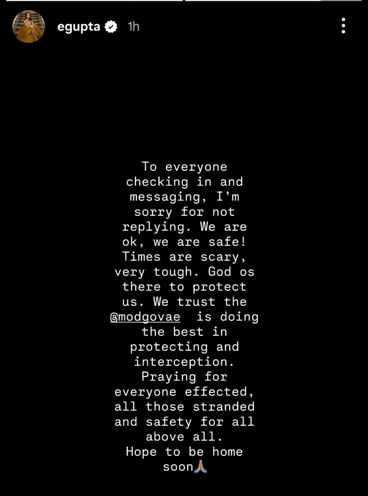 Esha's Insta Story