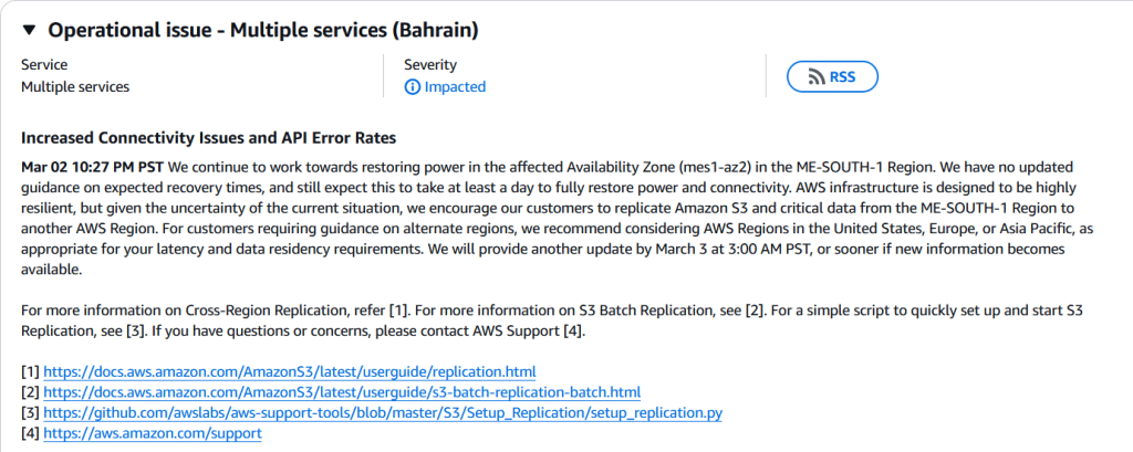 AWS Health Status Page