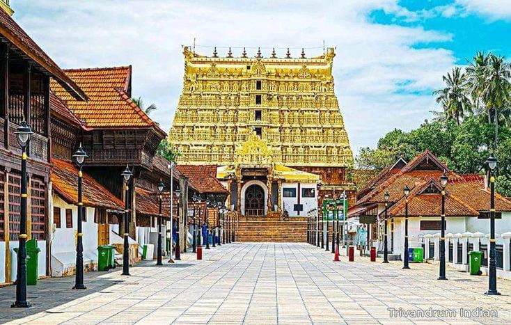 This may contain: a street lined with tall buildings next to each other