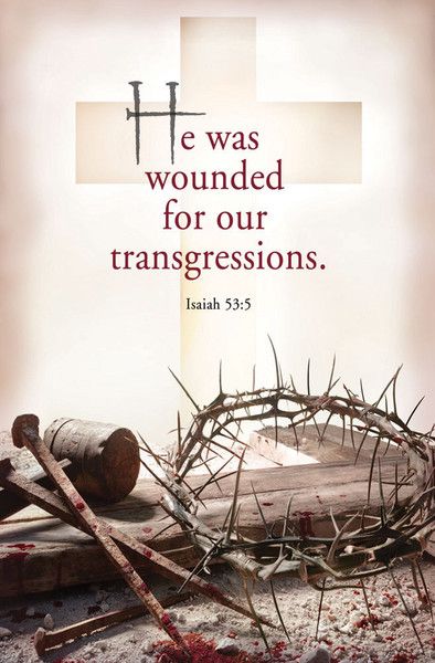 This may contain: a crown of thorns with the words he was wounded for our transgressions