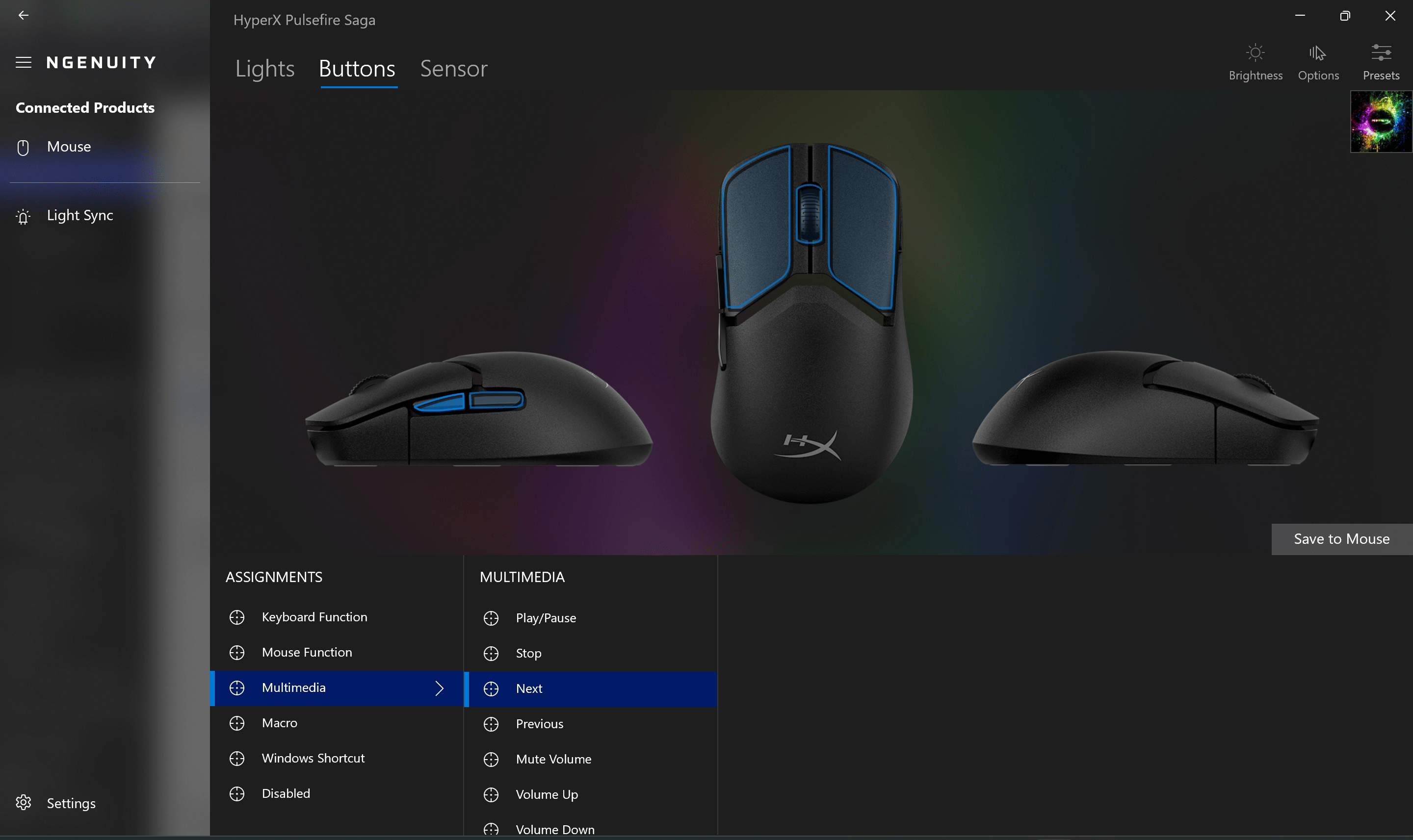 The Ngenuity softare allows you to customise the buttons, the lighting and fine tune the mouse. (Image Credit: News9). 
