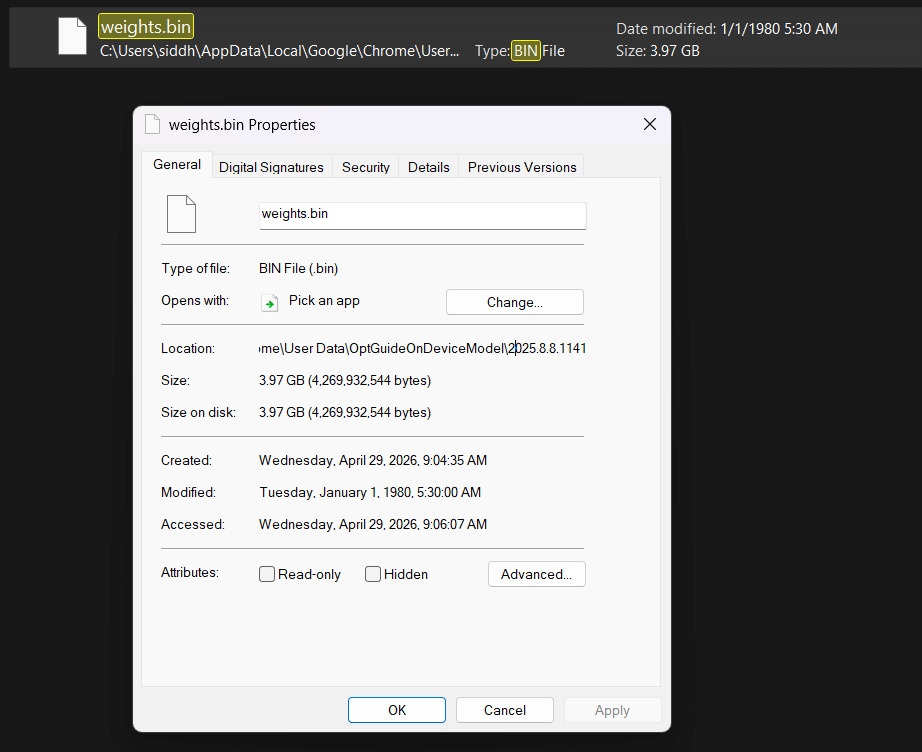 Weights.bin file location on Windows 11